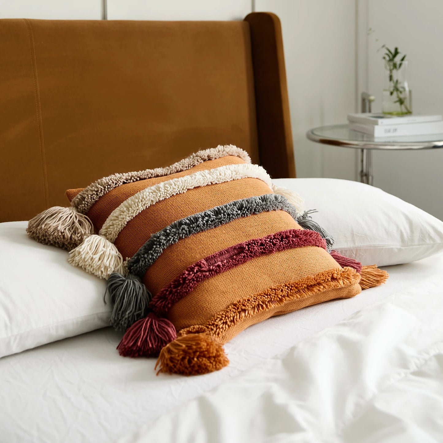 Housse de Coussin à Rayures Bohème