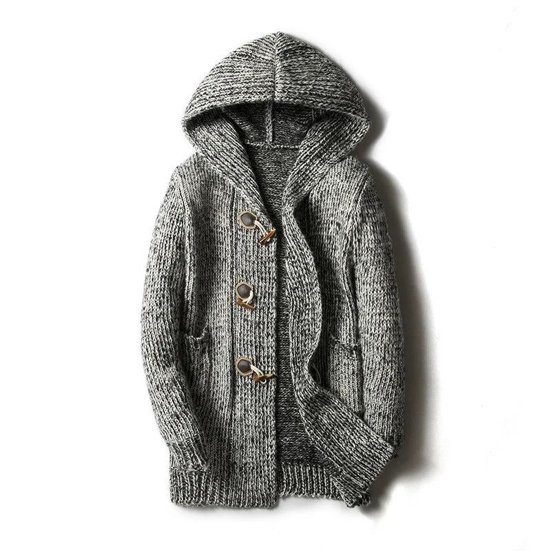Cardigan long à capuche - Style masculin