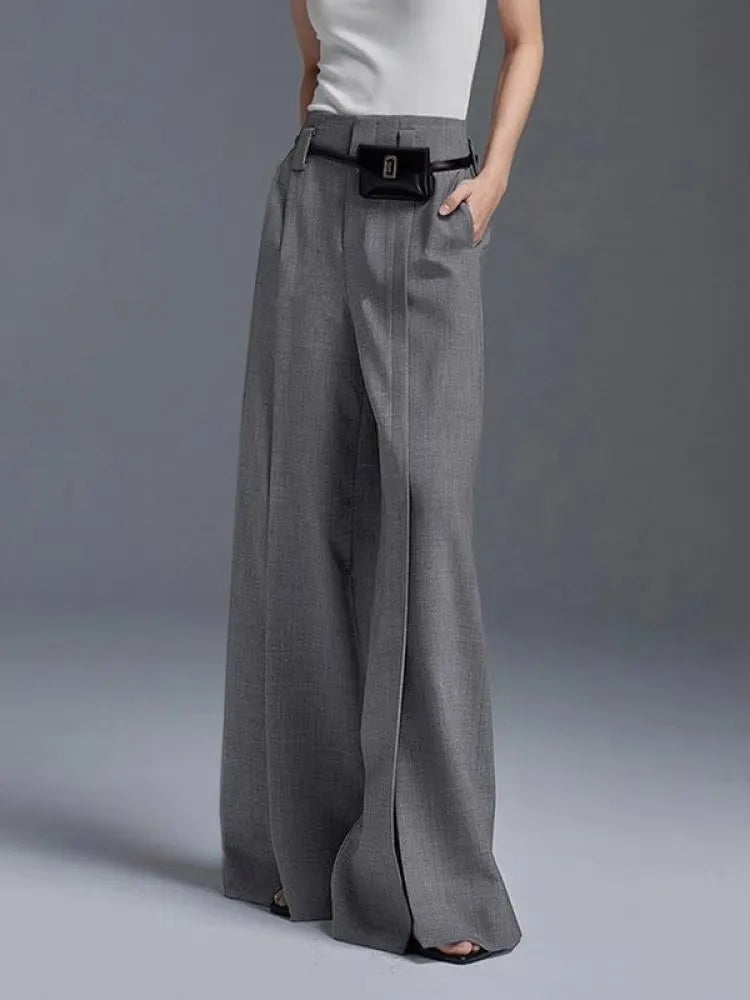 Pantalon Moderne Taille Haute à Fente