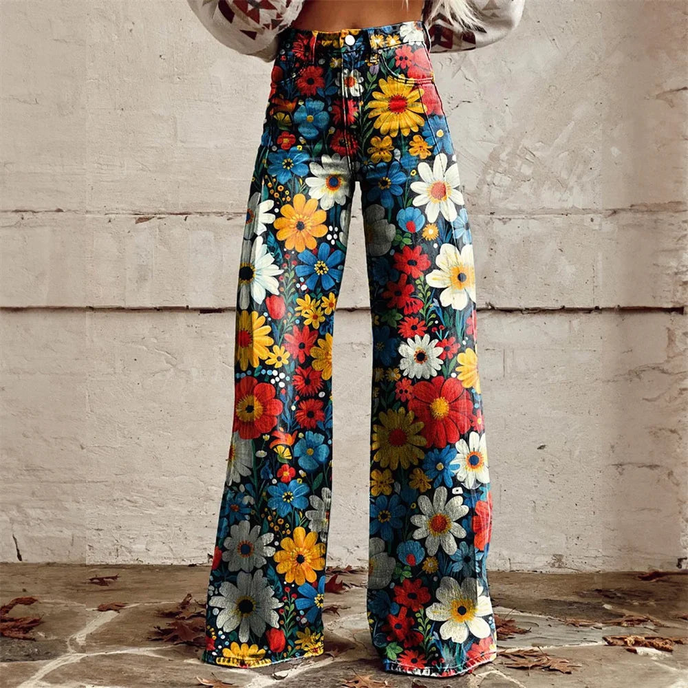 Jean évasé taille haute femme