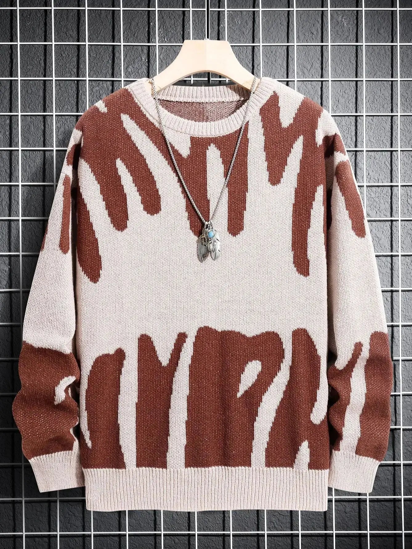Pull Homme à Motif Jacquard Contrasté