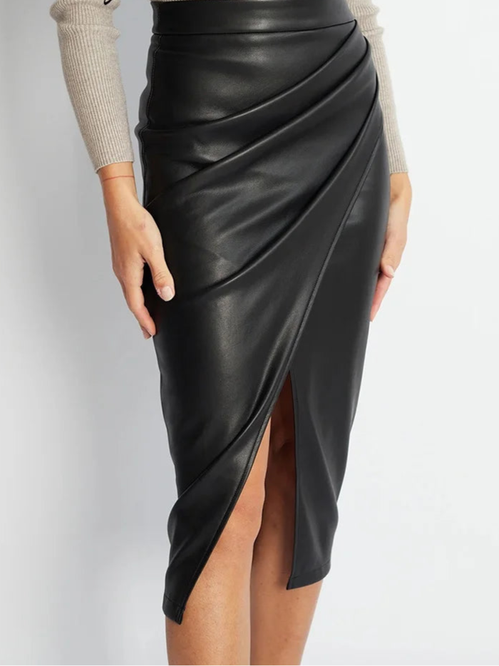 Jupe en cuir PU fendue élégante