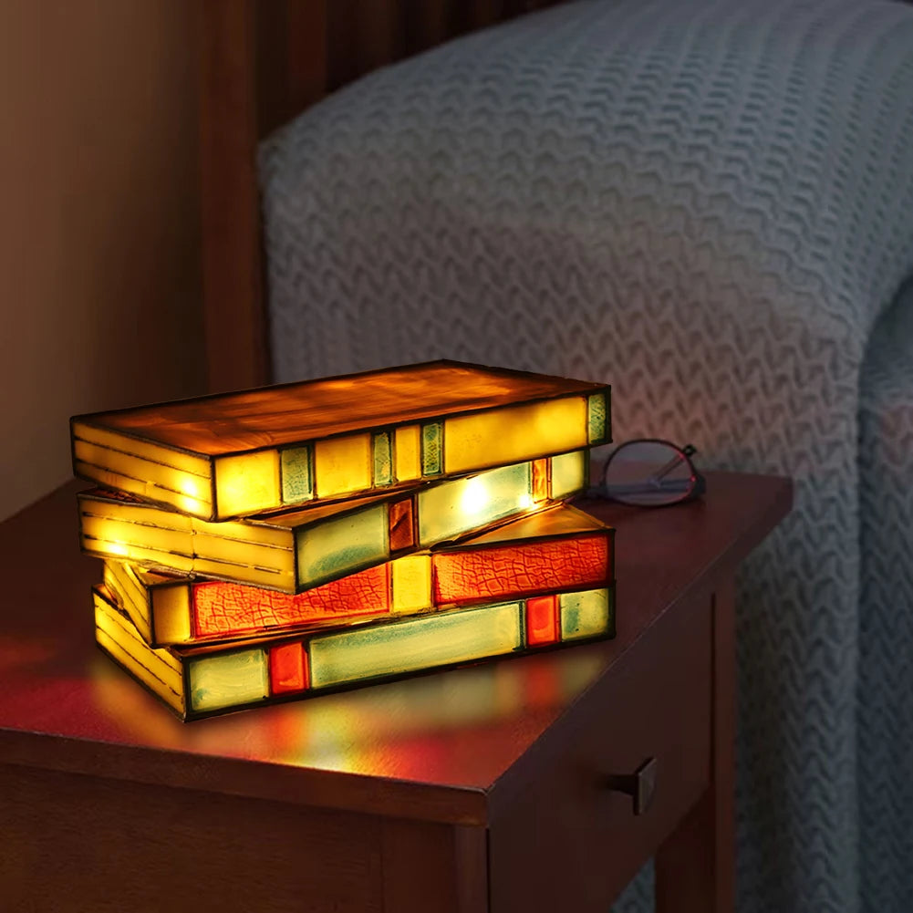 Lampe Livres Empilés Vintage