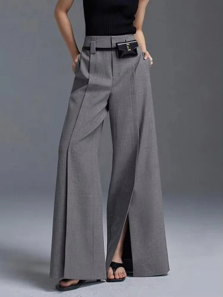Pantalon Moderne Taille Haute à Fente