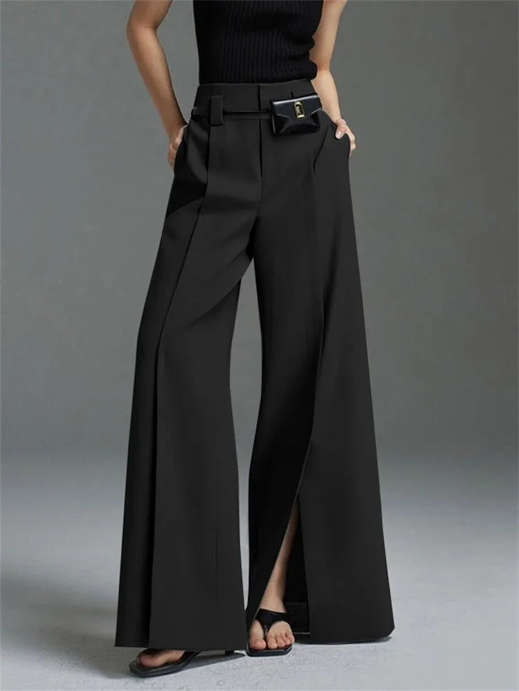 Pantalon Moderne Taille Haute à Fente