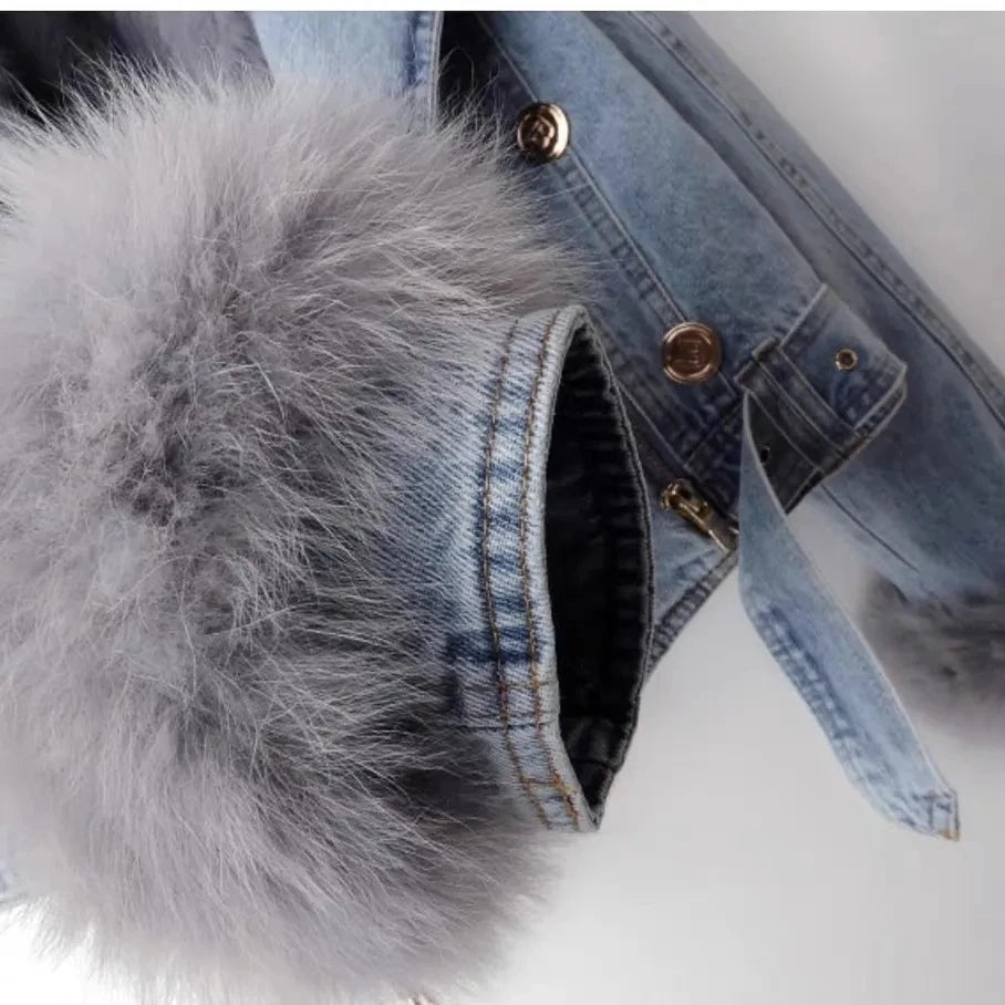 Parka chaude avec col en fausse fourrure