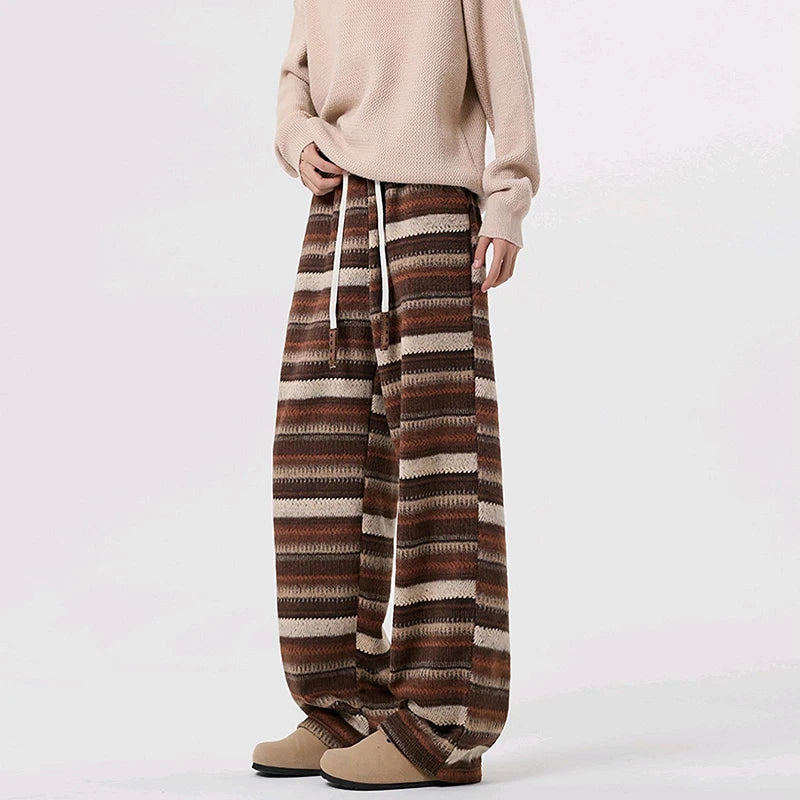 Pantalon Homme en Laine à Rayures