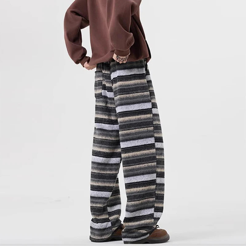 Pantalon Homme en Laine à Rayures