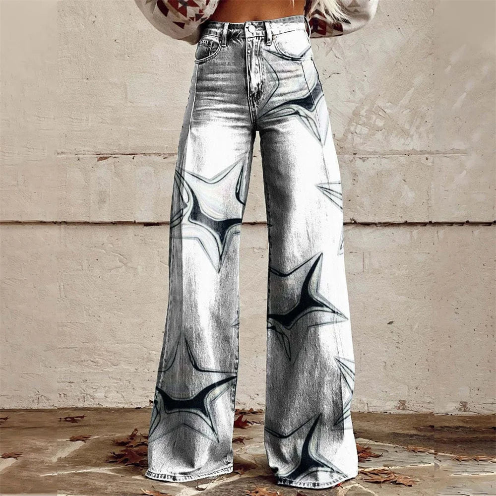 Jean évasé taille haute femme