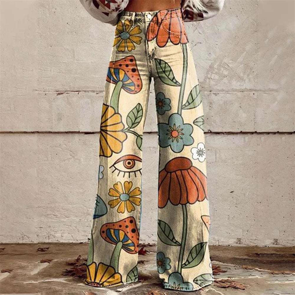 Jean évasé taille haute femme