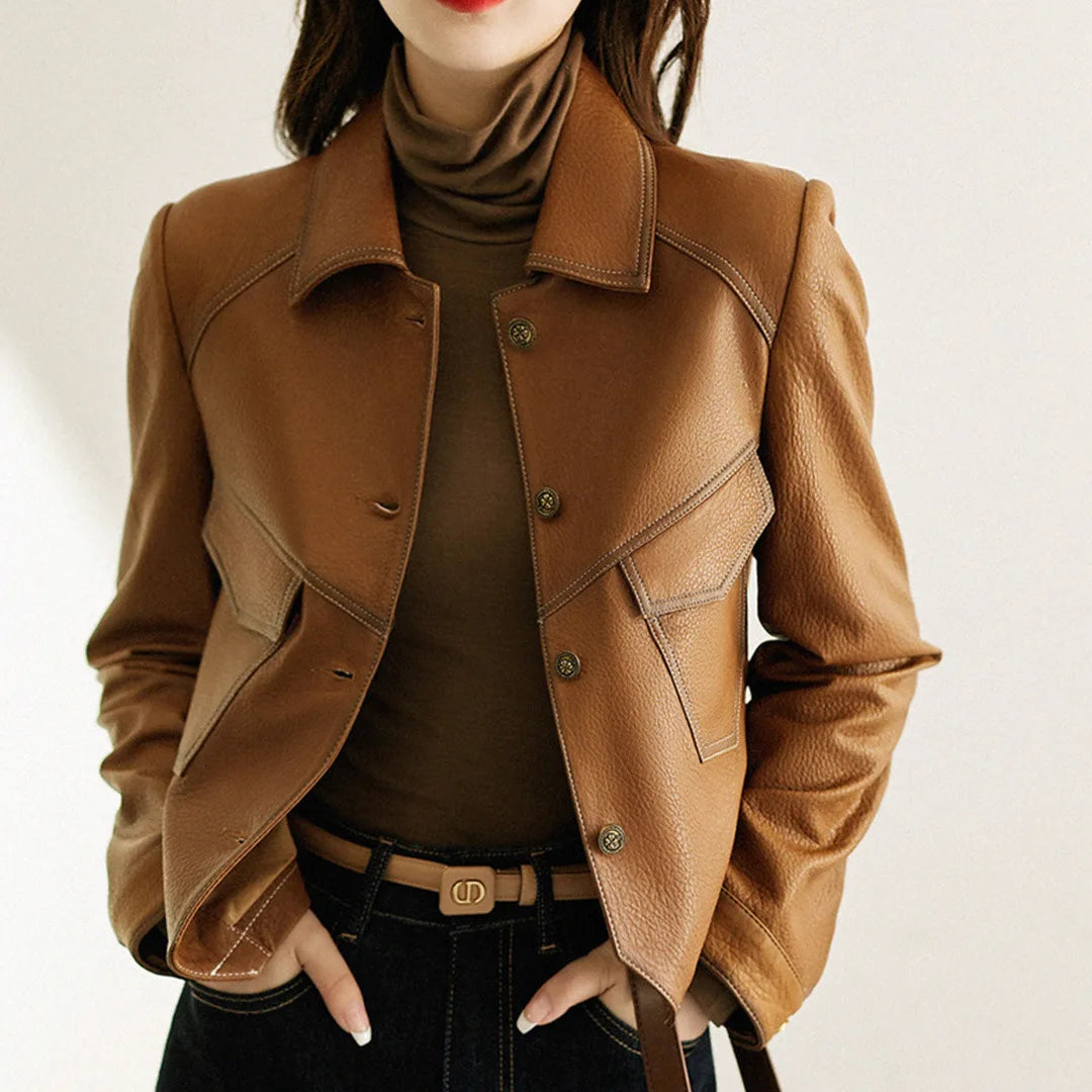 Veste slim en cuir PU automne/hiver femme