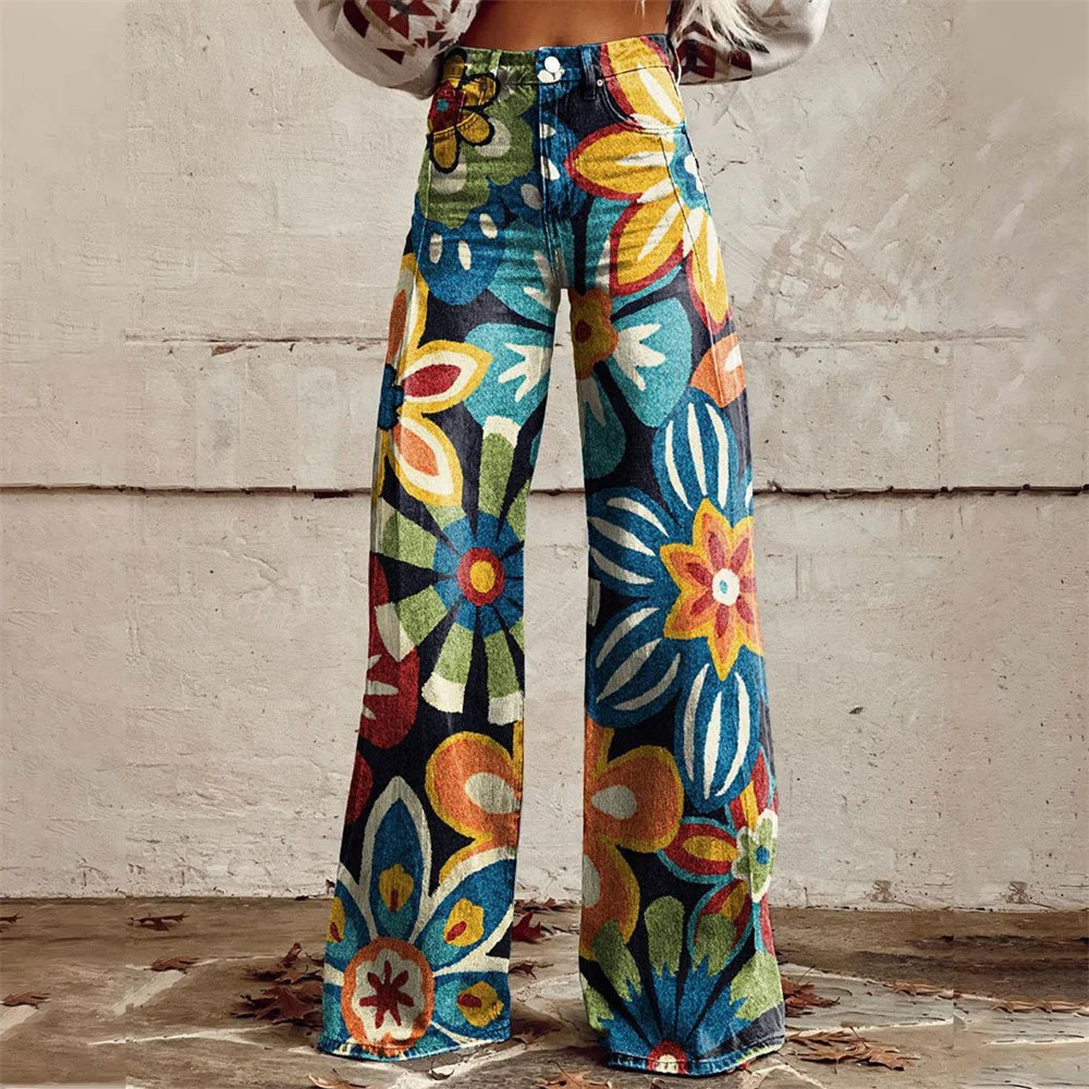 Jean évasé taille haute femme