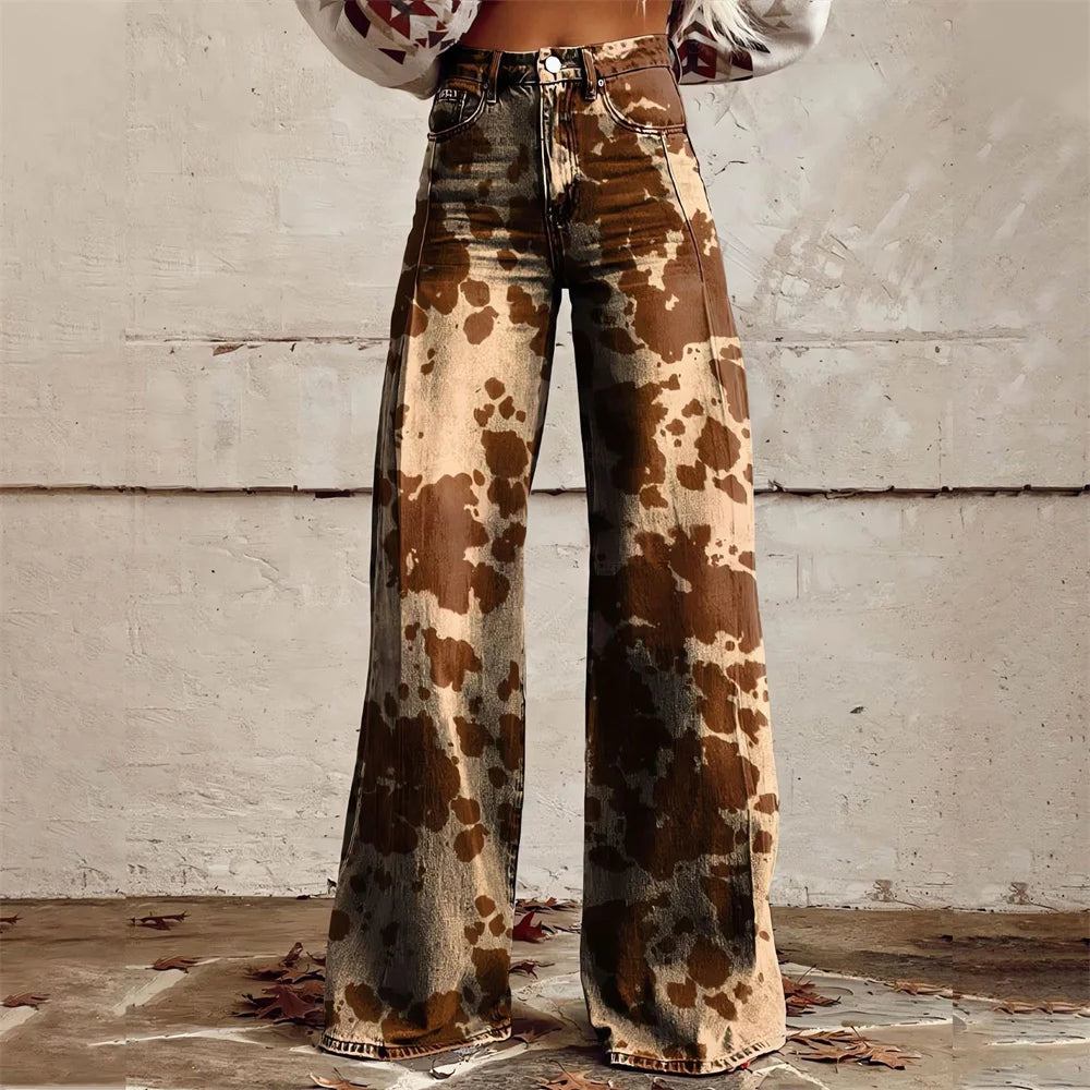 Jean évasé taille haute femme
