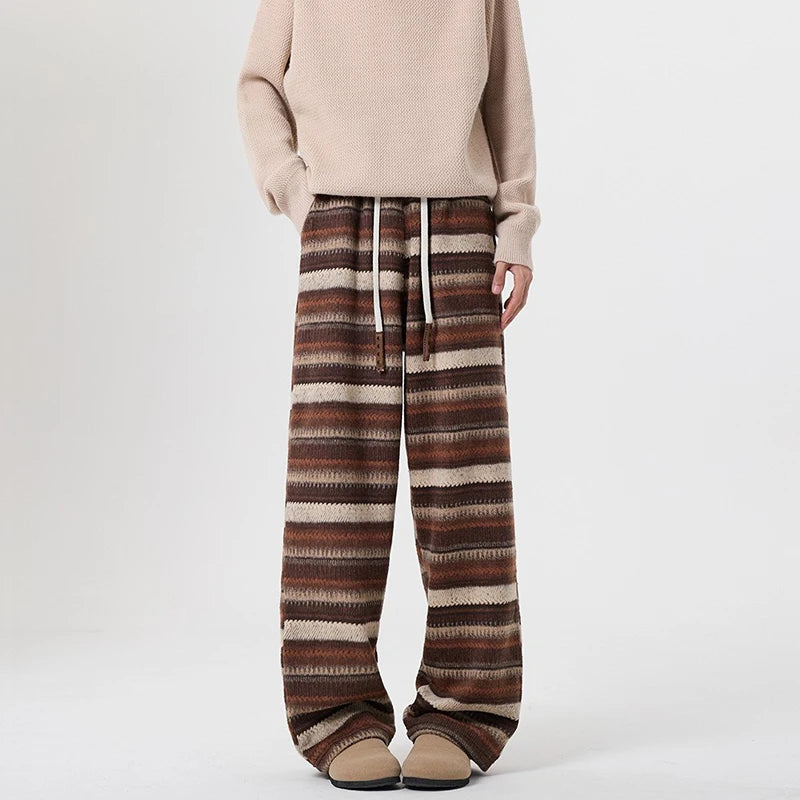 Pantalon Homme en Laine à Rayures