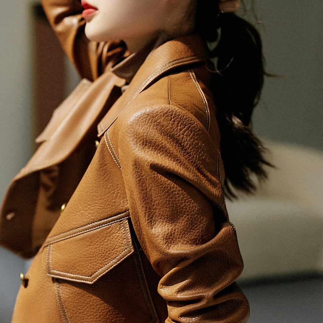 Veste slim en cuir PU automne/hiver femme