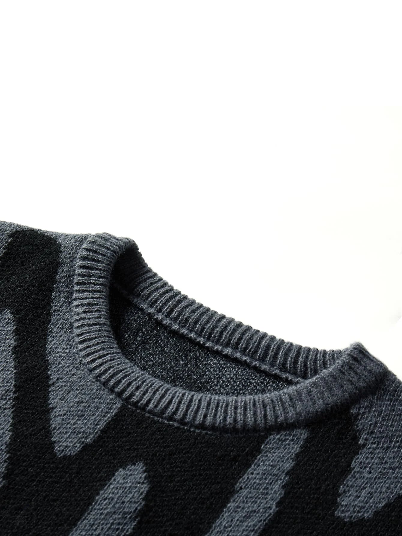 Pull Homme à Motif Jacquard Contrasté