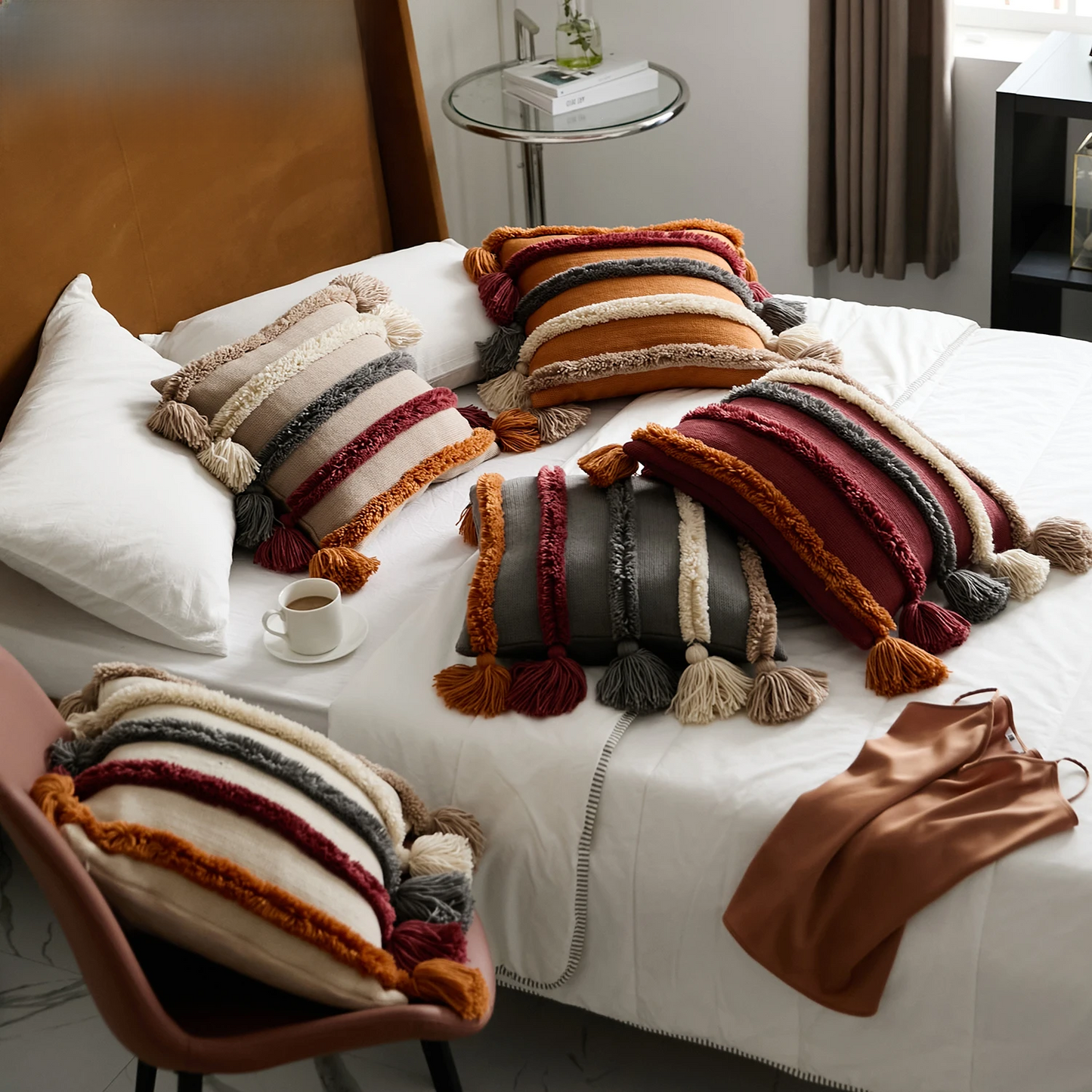 Housse de Coussin à Rayures Bohème