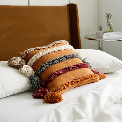 Housse de Coussin à Rayures Bohème
