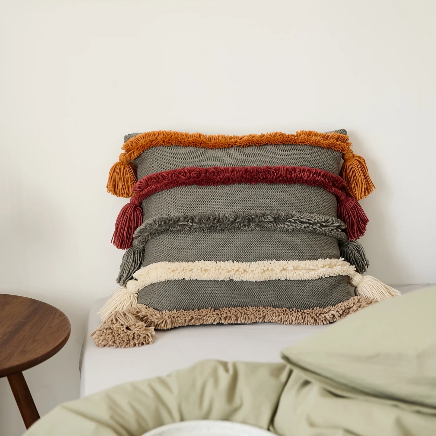 Housse de Coussin à Rayures Bohème