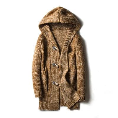 Cardigan long à capuche - Style masculin