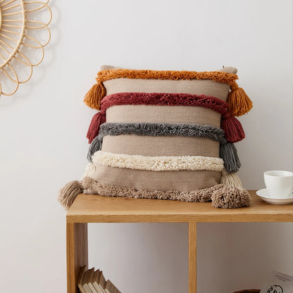 Housse de Coussin à Rayures Bohème