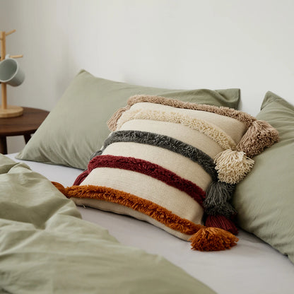 Housse de Coussin à Rayures Bohème