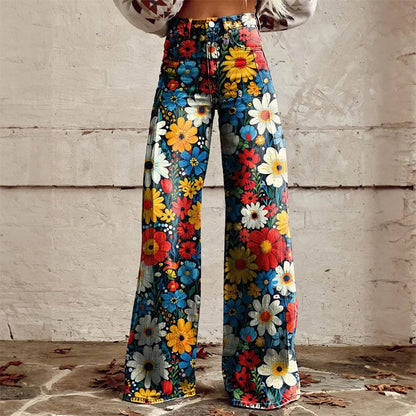 Jean évasé taille haute femme