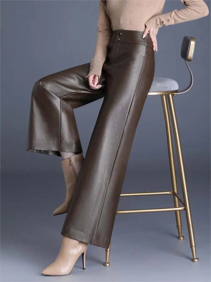 Pantalon en cuir PU élégant pour femmes - Automne/Hiver