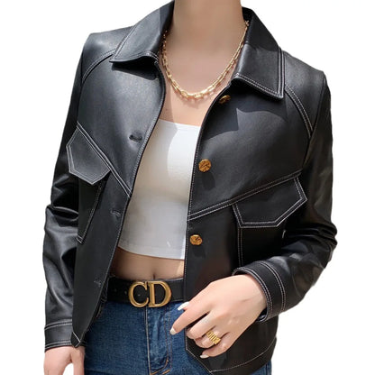 Veste slim en cuir PU automne/hiver femme