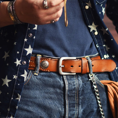 Ceinture élégante de cow-boy en cuir véritable