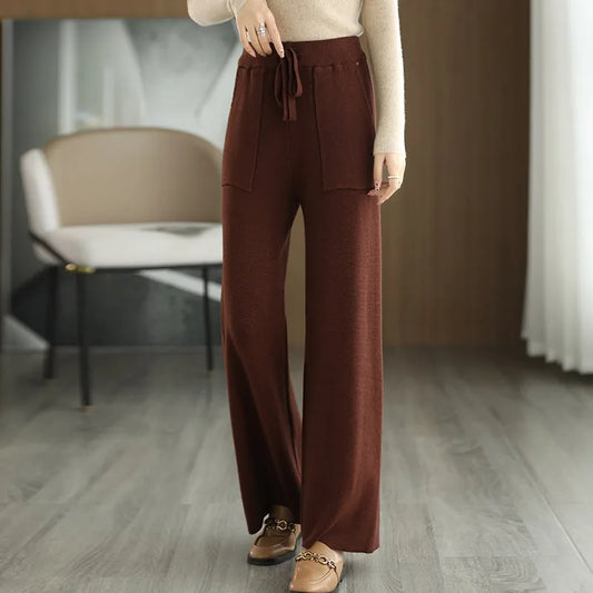 Pantalon Taille Haute en Laine Mérinos