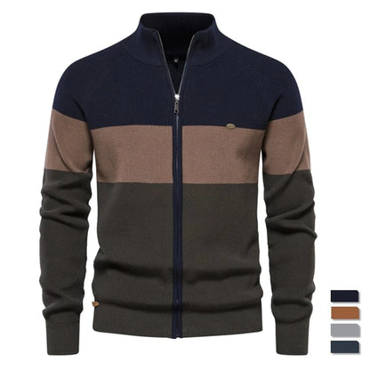 Pull zippé homme patchwork automne/hiver