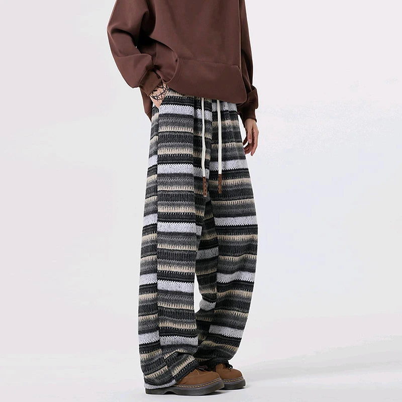 Pantalon Homme en Laine à Rayures