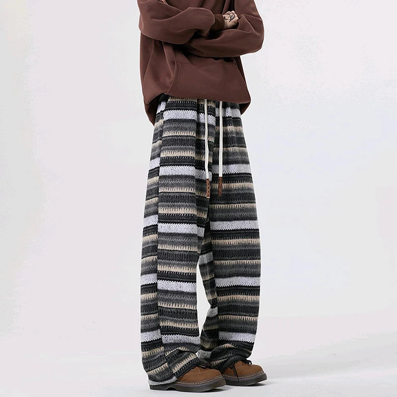 Pantalon Homme en Laine à Rayures