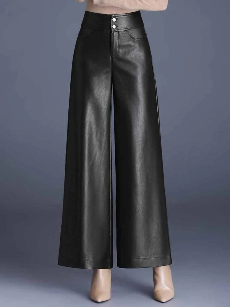 Pantalon en cuir PU élégant pour femmes - Automne/Hiver