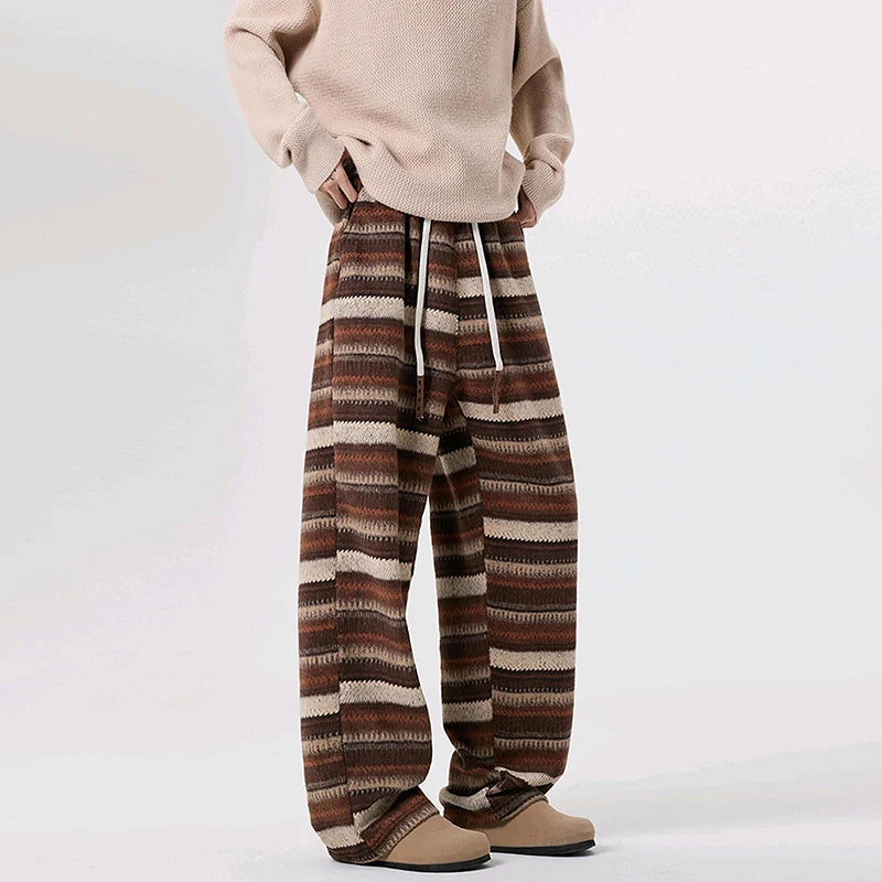 Pantalon Homme en Laine à Rayures