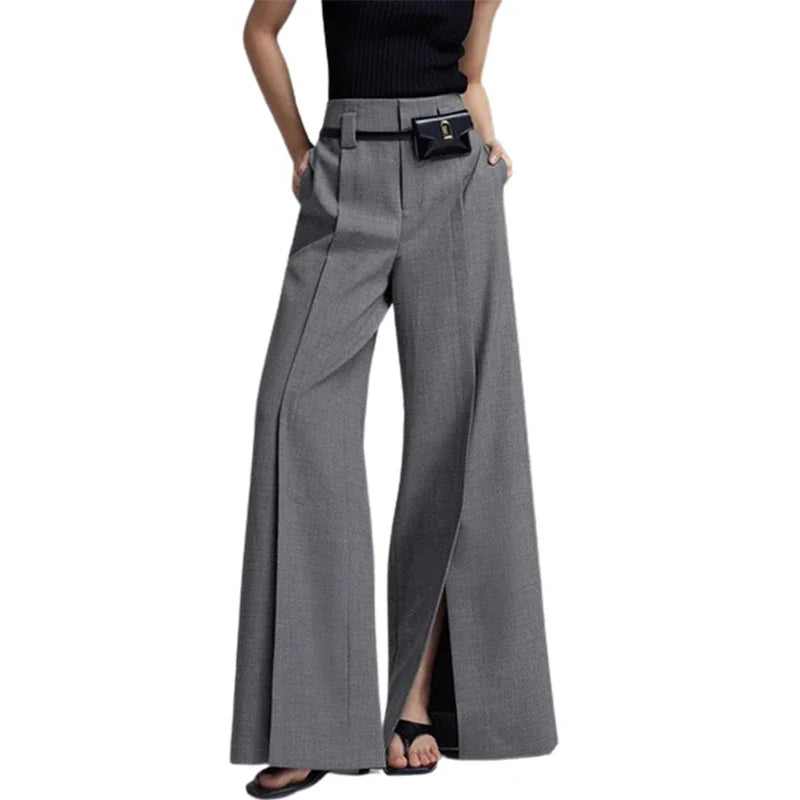Pantalon Moderne Taille Haute à Fente